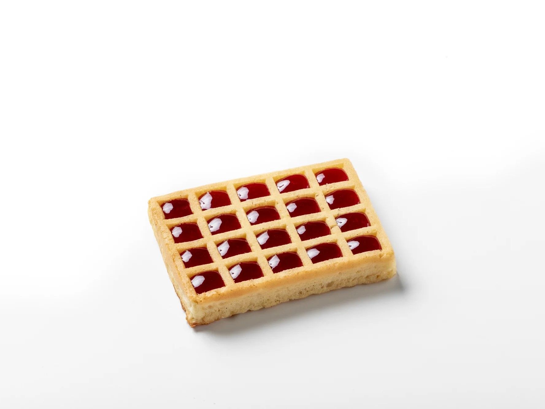 Waffle filled with jam