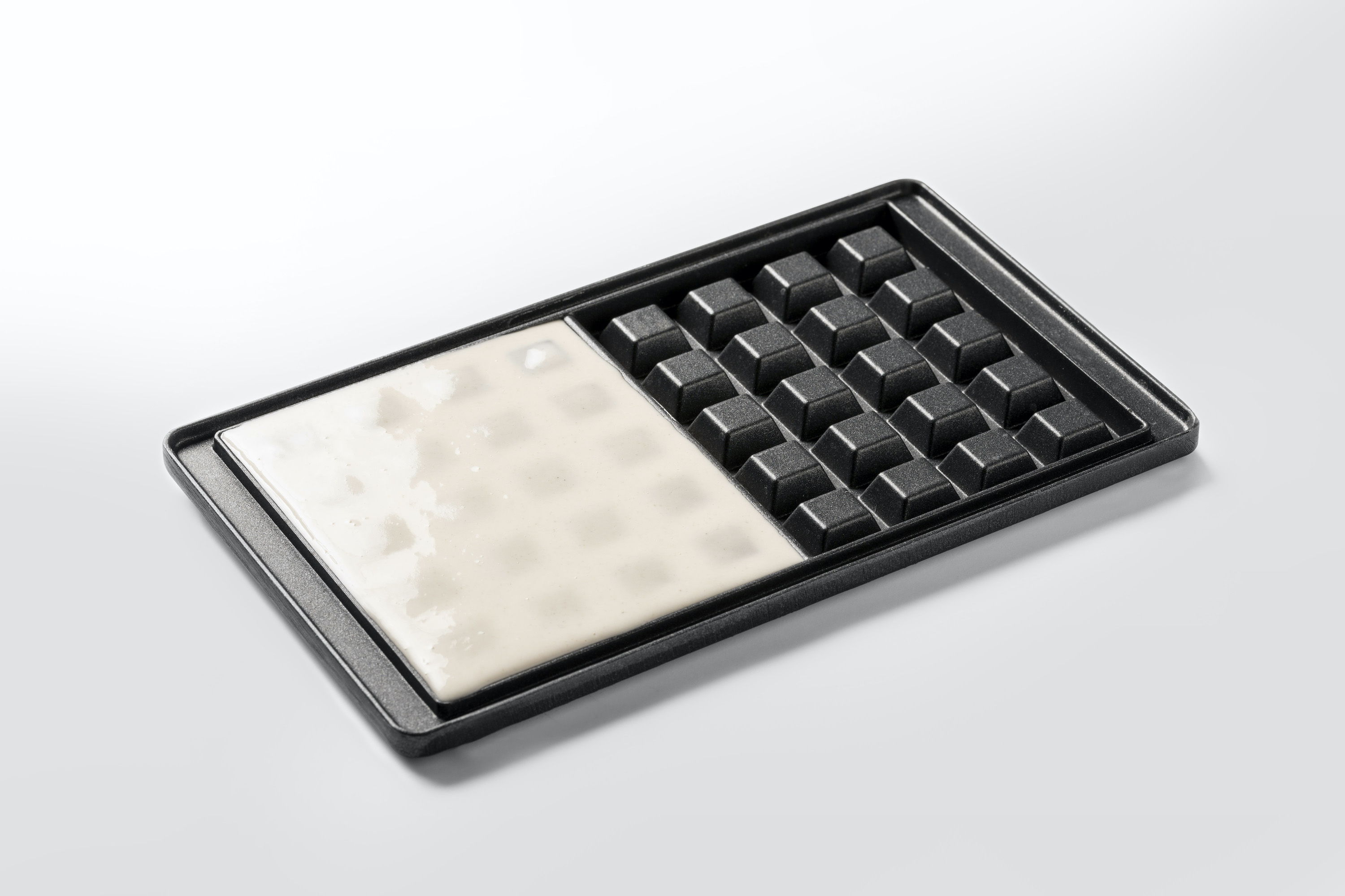 Waffle batter in moulds