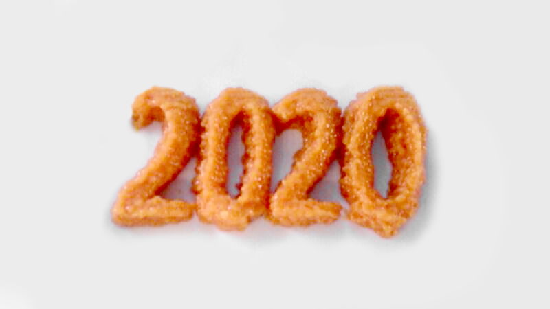 The year 2020 3D printed with carrot puree by a FoodJet 3D food printer