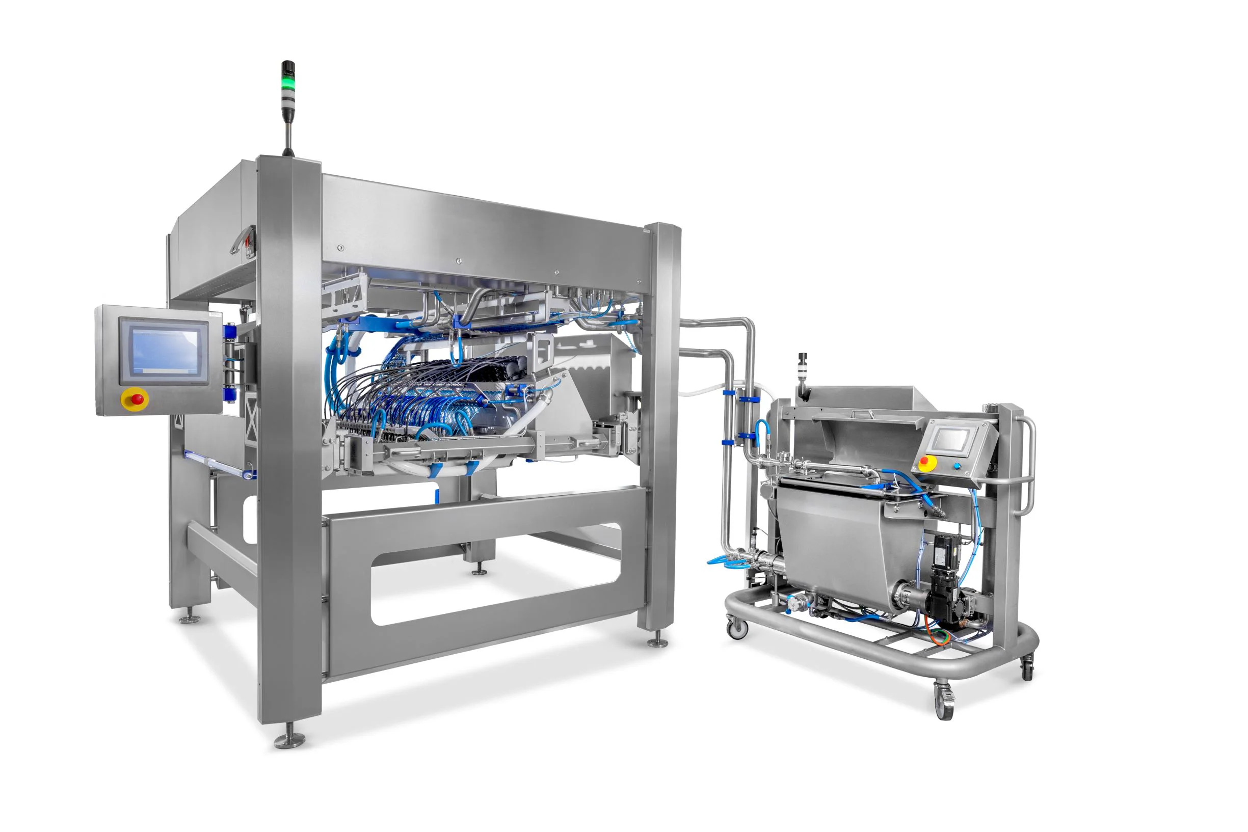 Side view of a FoodJet SDL food depositor with supply system