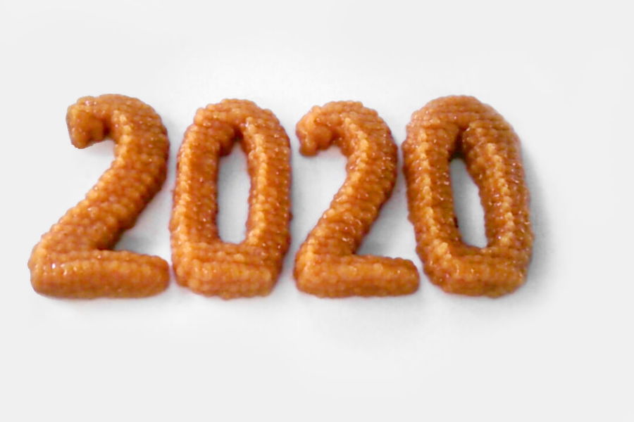 The number 2020 3D deposited with carrot puree by a FoodJet 3D printing system