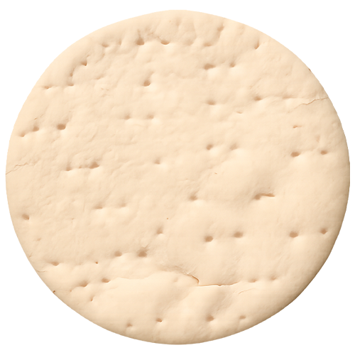 Plain round pizza base before depositing