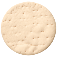 Plain round pizza base before depositing
