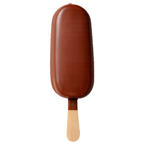 Chocolate-coated ice cream on a stick