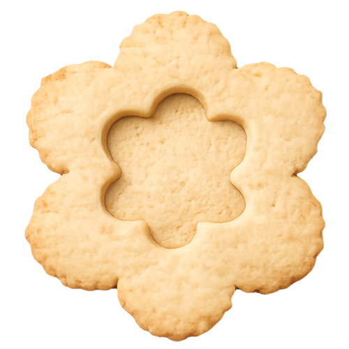 Flower-shaped cookie with an empty cavity in the middle