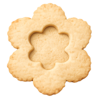 Flower-shaped cookie with an empty cavity in the middle