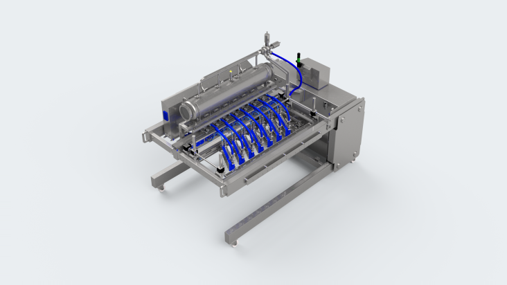 MDLV1400 mobile depositor large with vision, up to 1400 mm working width, 3D render