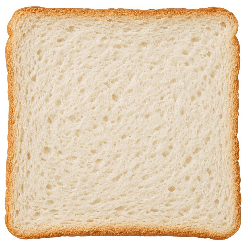Slice of white sandwich bread before depositing