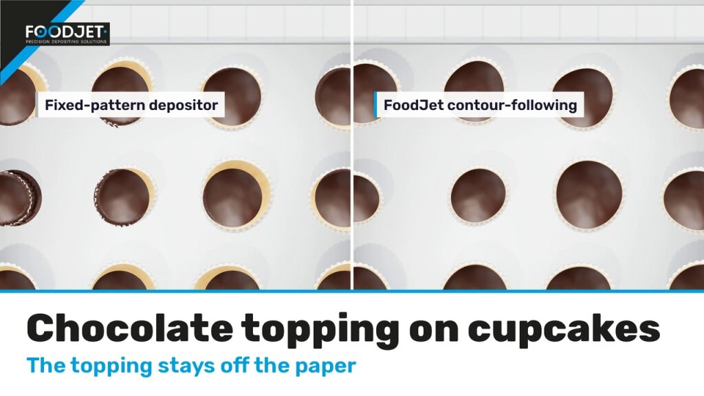 Animation still: chocolate topping on cupcakes